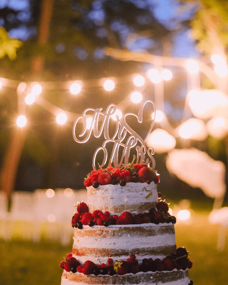 Wedding cake at Woodland wedding | Littlewood Lodge, Dorchester